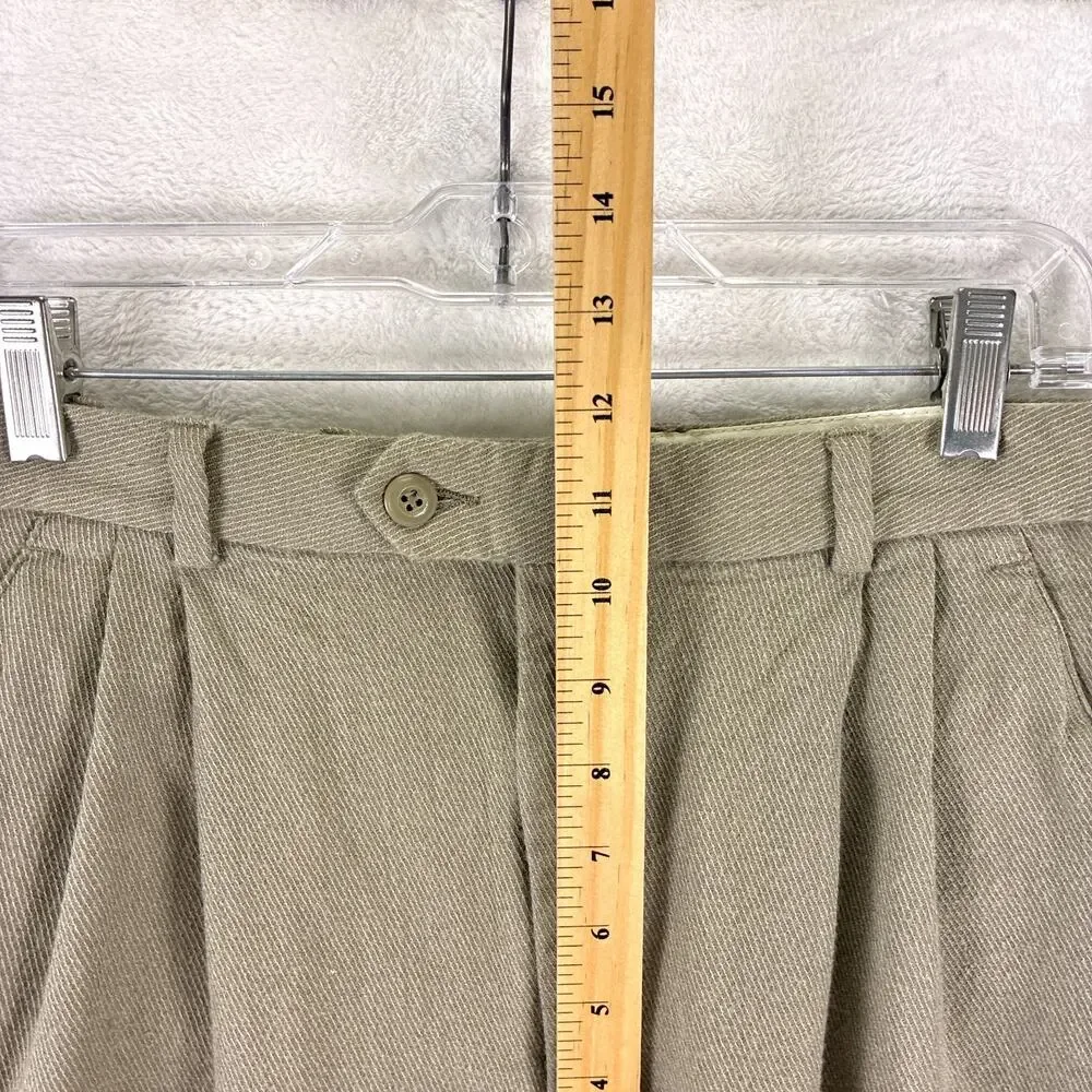VTG Bachrach Pants Mens 32 (30) Beige Pleated Cuffed Wool Preppy Classic Luxury